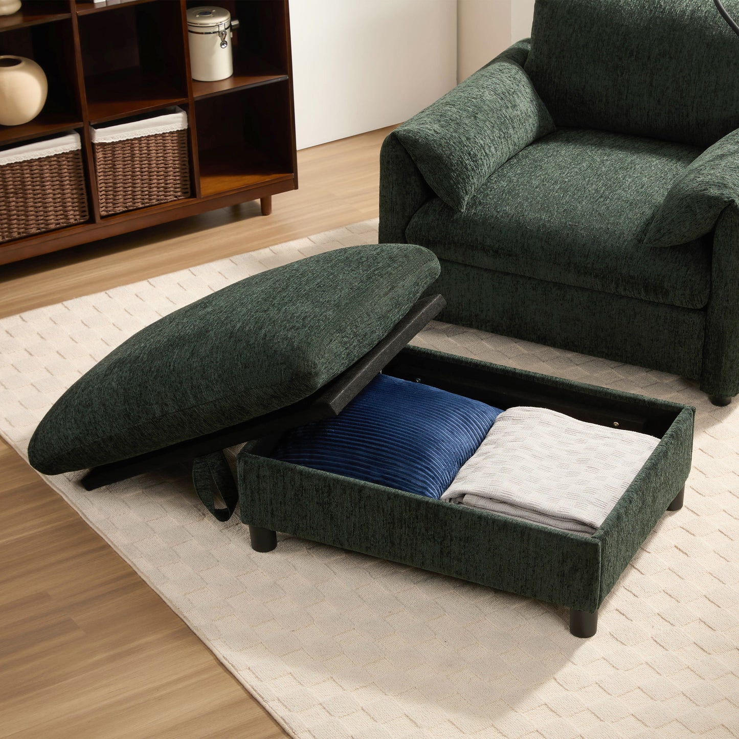 New Chenille Wide Seat Chaise Lounge
