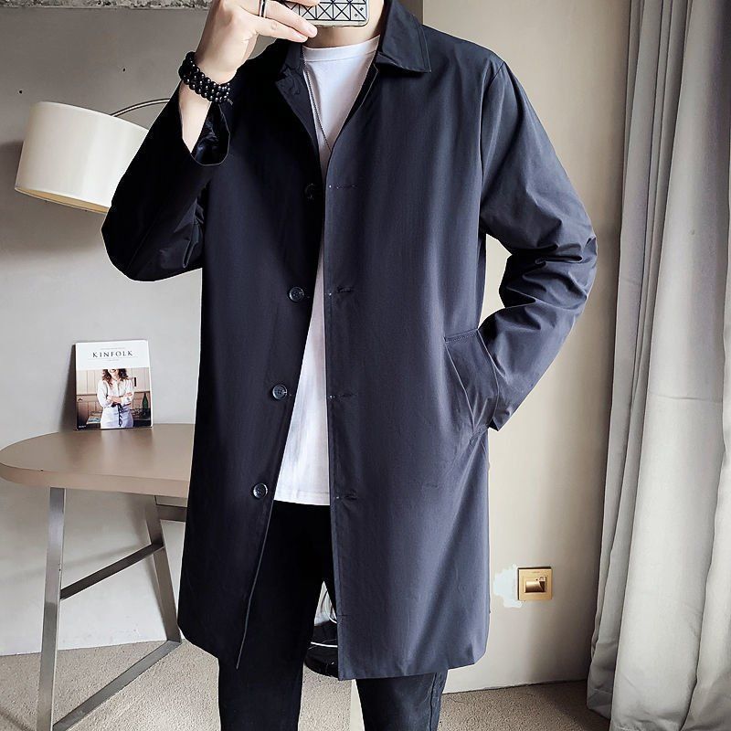 New Men's Mid-length Loose Skin Trench Casual Thin Coat