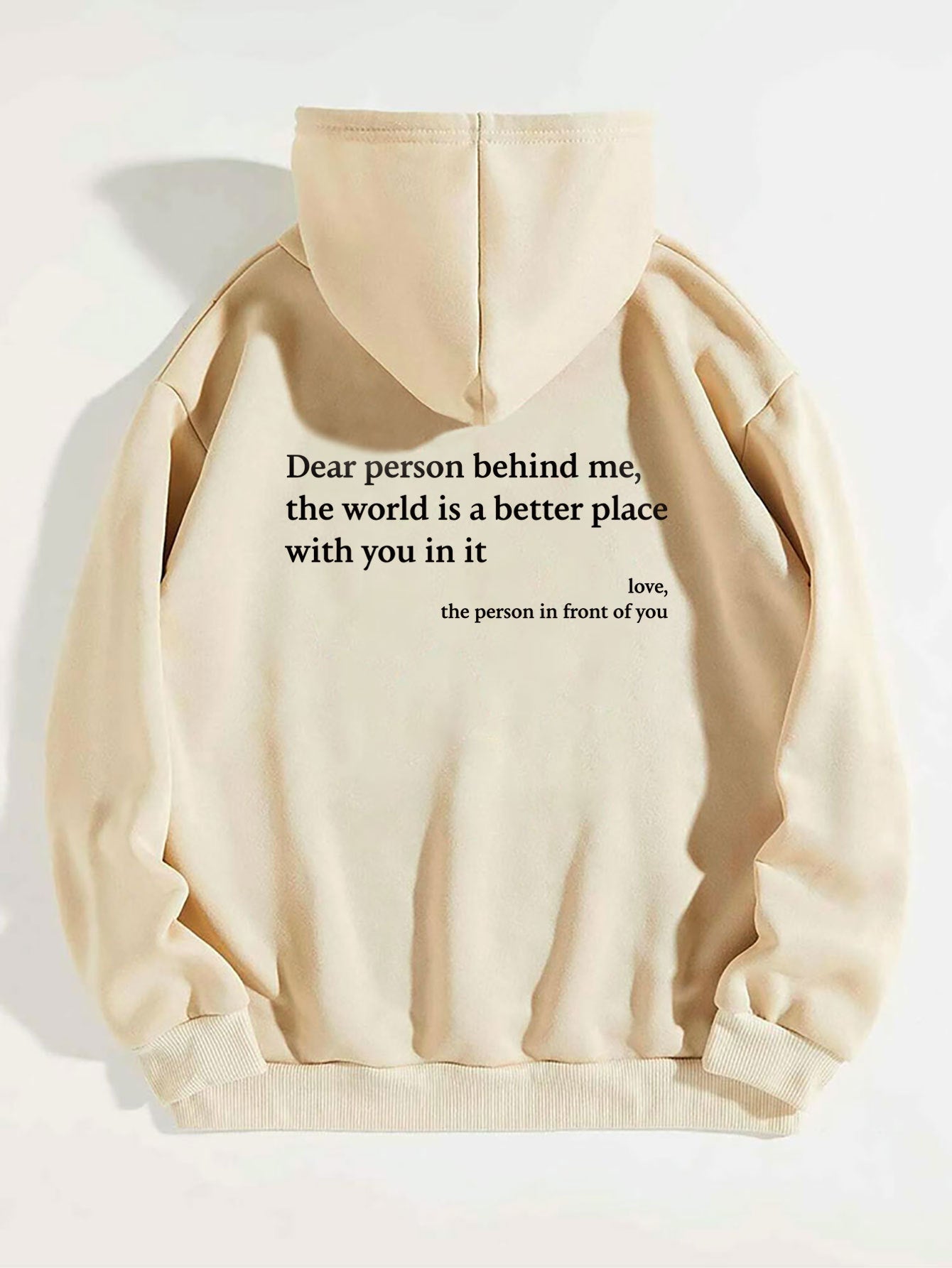 New Dear Person Behind Me,the World Is A Better Place,with You In It,love,the Person In Front Of You,Women's Plush Letter Printed Kangaroo Pocket Drawstring Printed Hoodie Unisex Trendy Hoodies