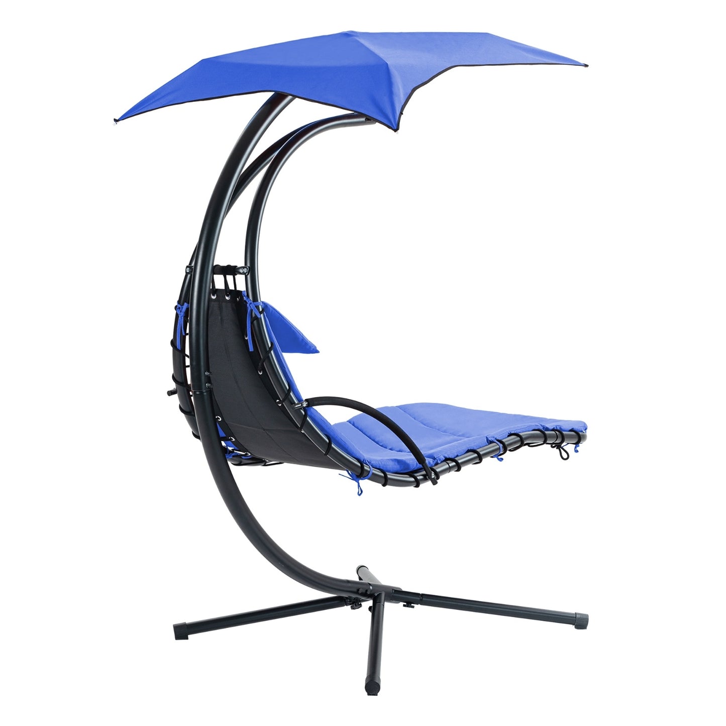 NEW Navy Blue Hanging Chaise Lounger With Removable Canopy Outdoor Swing Chair With Built-in Pillow