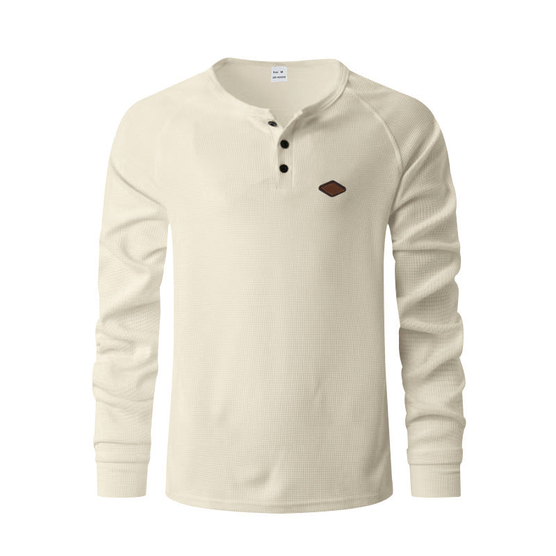 New Waffle Buckle Quick-drying Raglan Henry Long Sleeve