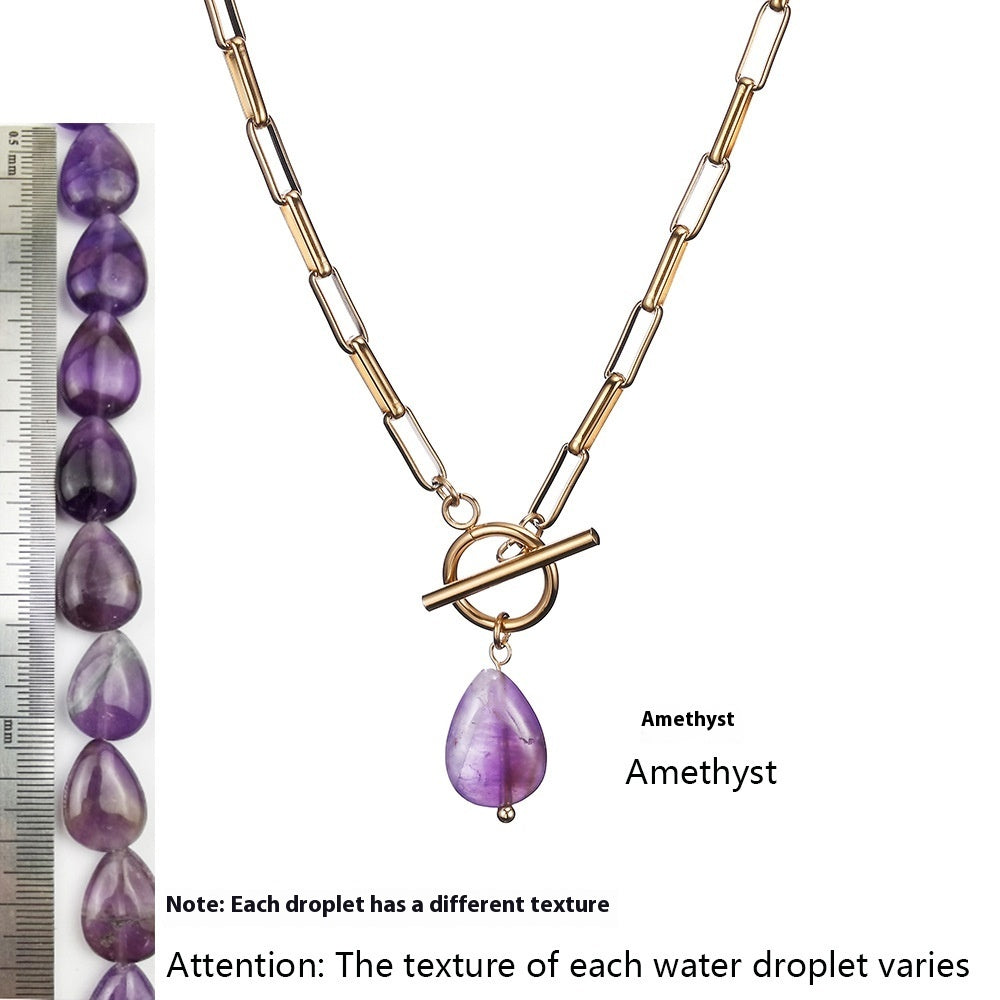 NEW 18K Gold Stainless Steel Clip Waterproof Pearl Water Drop Pendant Necklace For Women