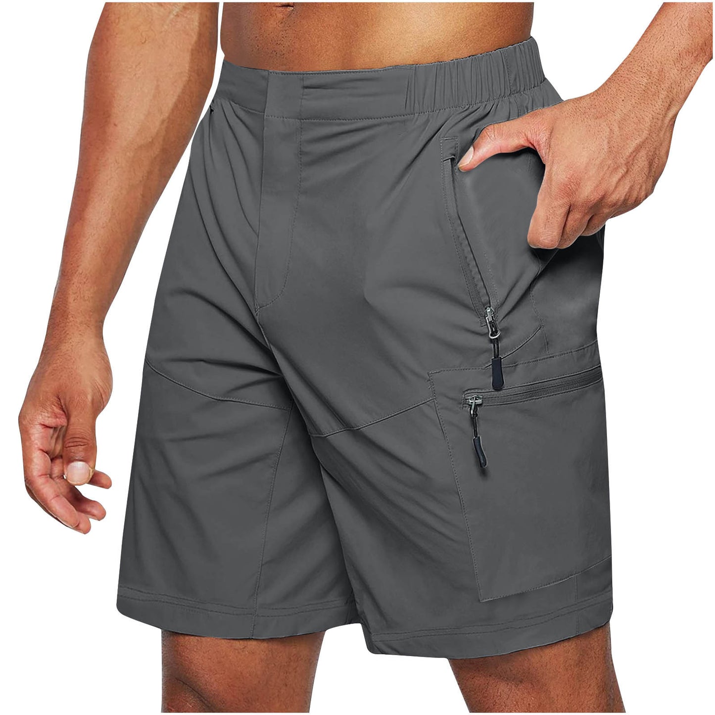 NEW Men's Casual Elastic Waist Strap Summer Shorts Casual Fit Fashion Outdoor Long Shorts For Men Knee-Length Straight Leg Pants Shorts