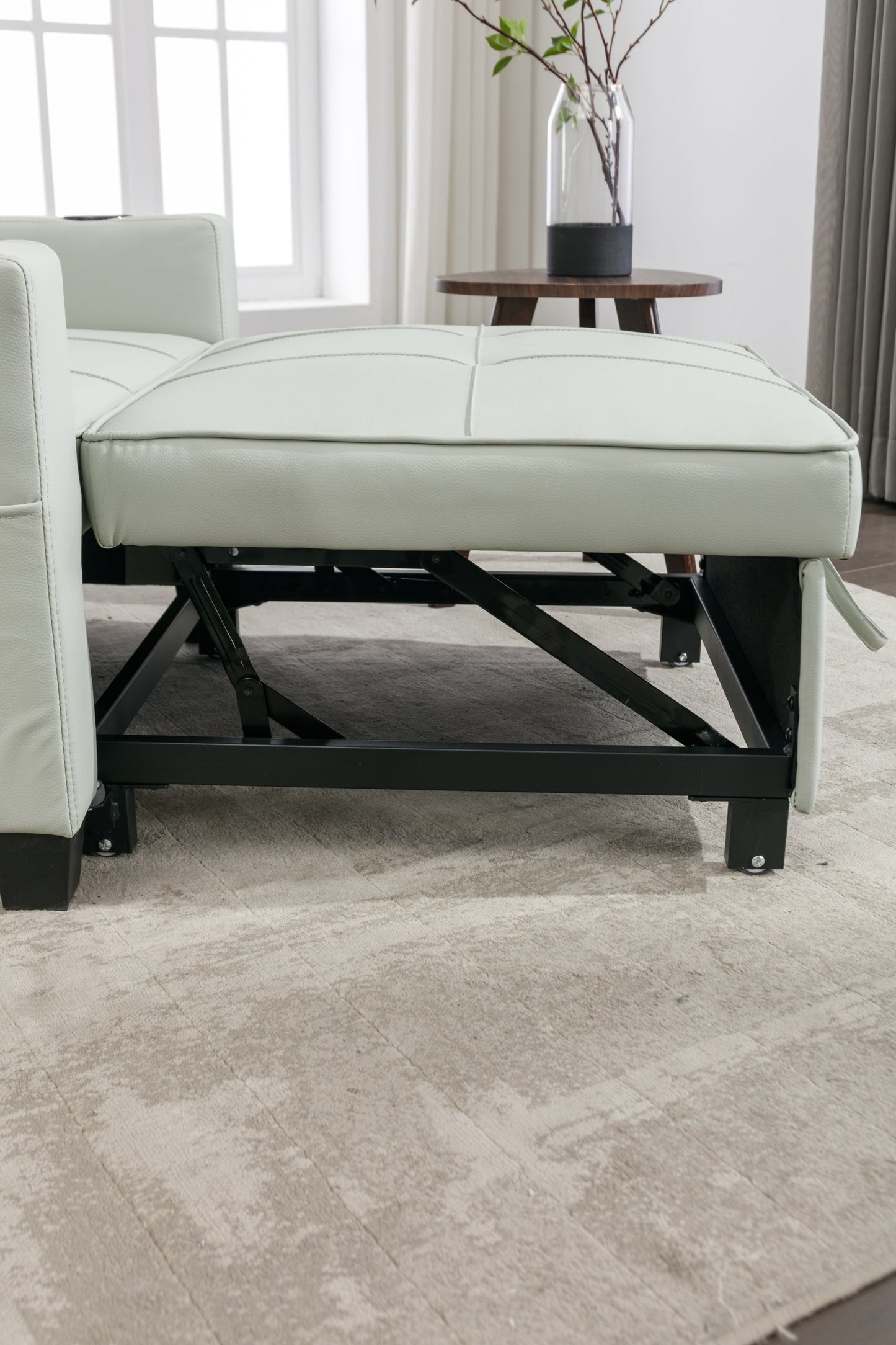 New Green Leather Futon 3-in-1 Pull Out Sleeper Chair