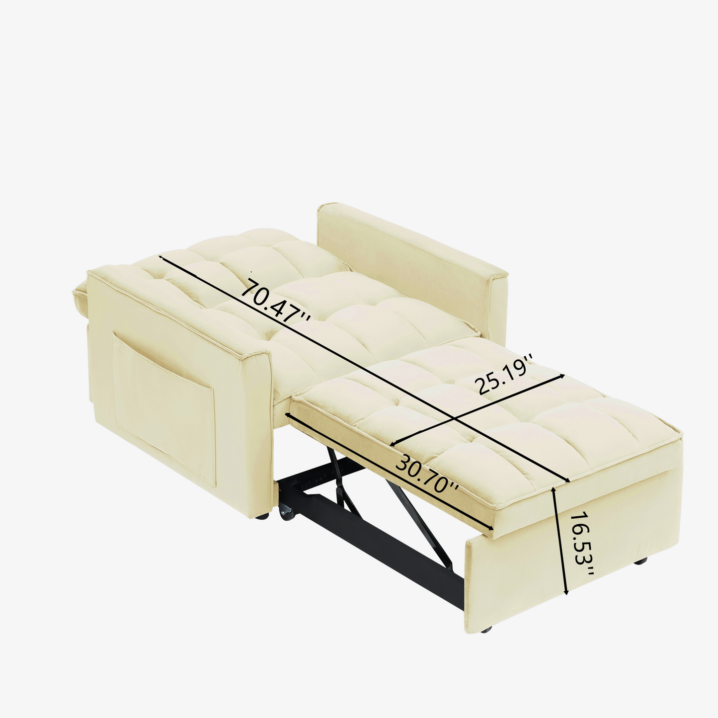 NEW Black Creamy White 3 in 1 Convertible Recliner Sofa Bed Couch suitable for small Spaces with Adjustable Back