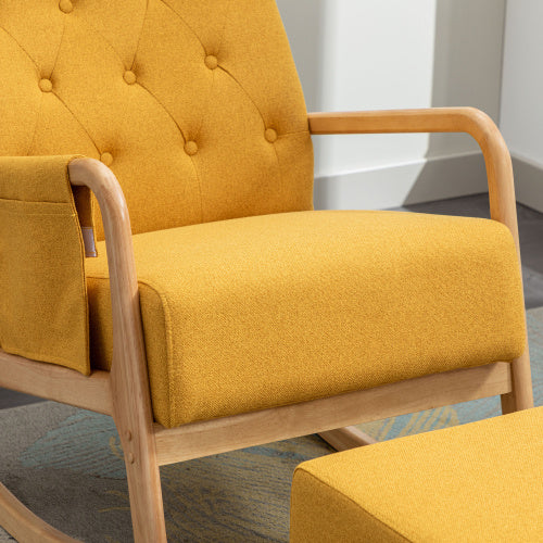 NEW Comfortable Rocking Chair With Footrest In Linen