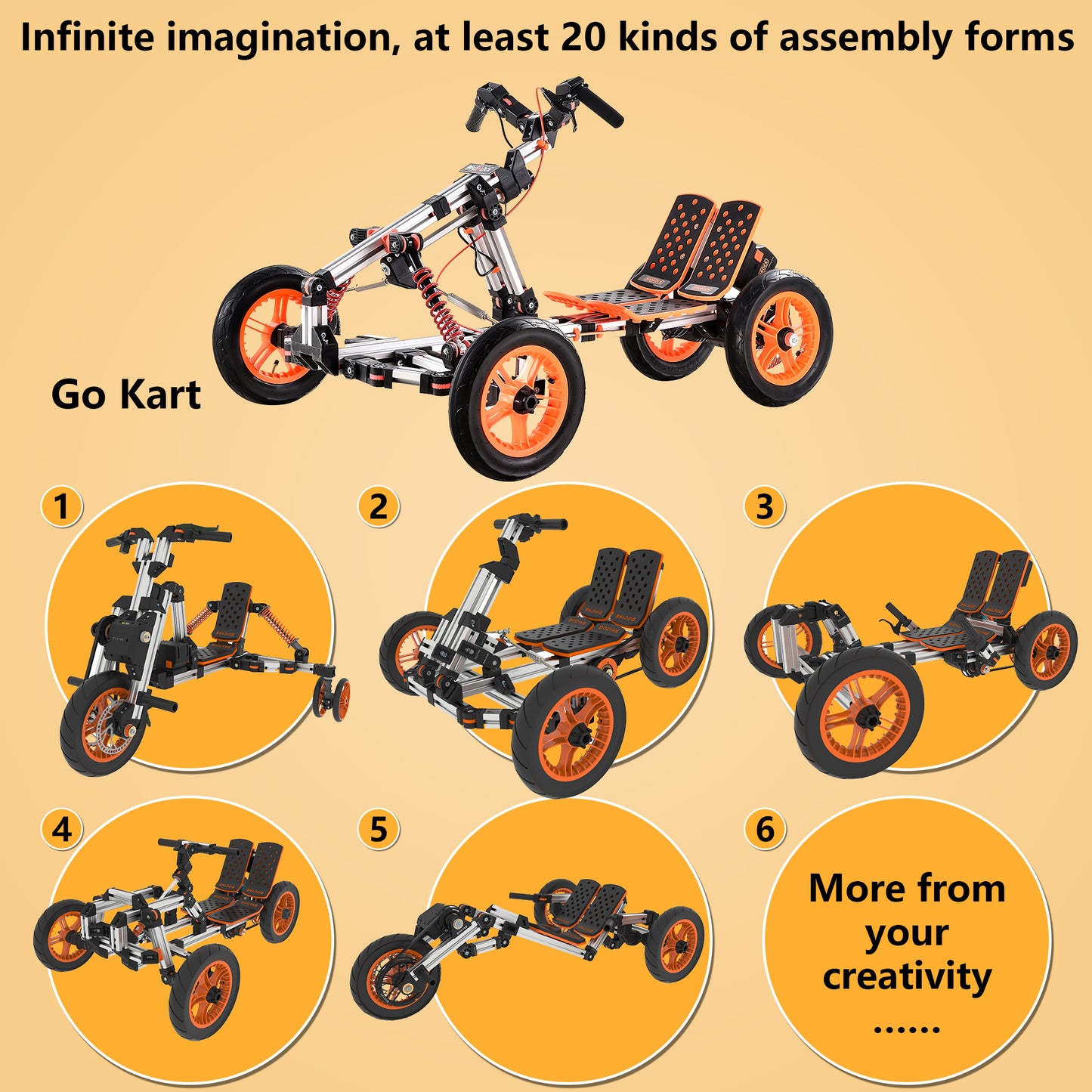 NEW Electric 18V 500W Innovative Go-kart Outdoor Sports 20 Plus Multi Assembly ET297824GKT Riding Toy
