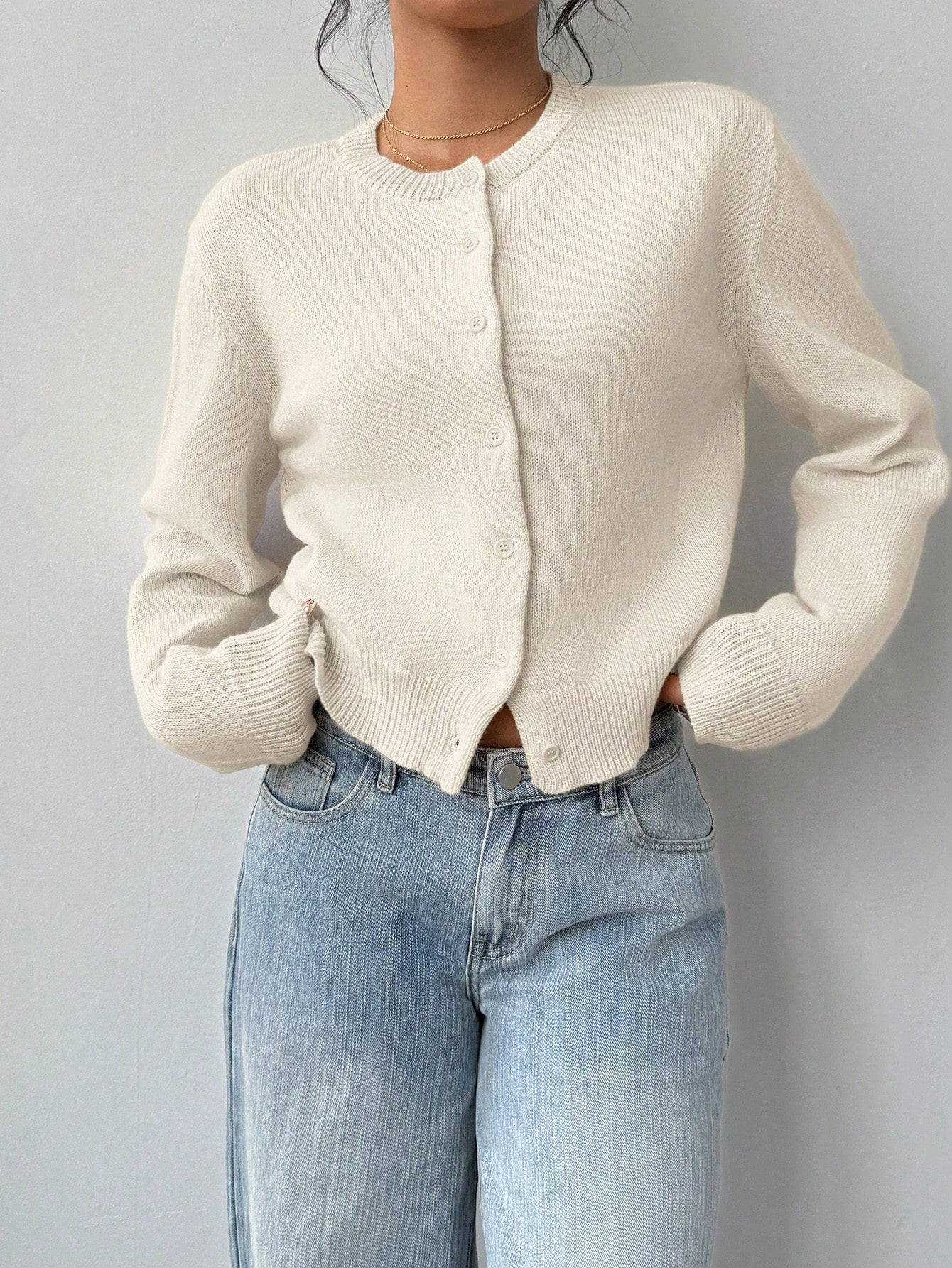 New Chic Long Sleeved Knitted Cardigan Fashion Slim Solid Color Short Sweater For Women Clothing