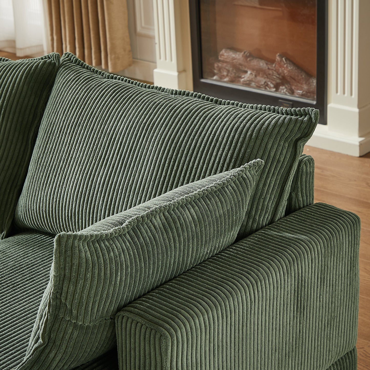 NEW 113.5'' Modular Sectional Corduroy U Shaped Sofa Couch with Storage Ottoman 6 Seat Convertible Sections and Chaise