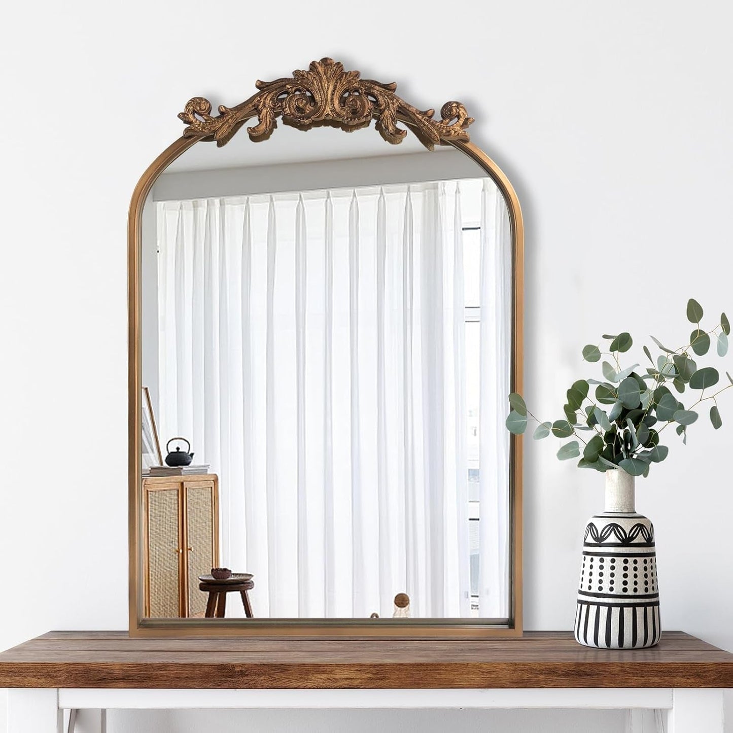 NEW Antique Gold Baroque Arched Wall Mirror 19x27 Decor