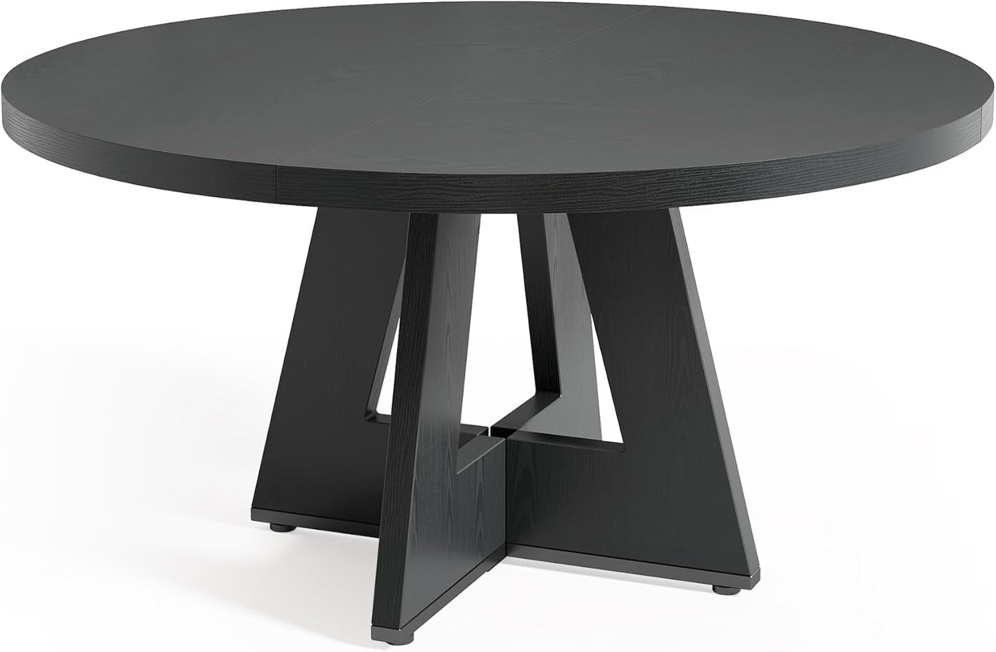 NEW 47 Inch Round Dining Table Black With Wooden Pedestal Base