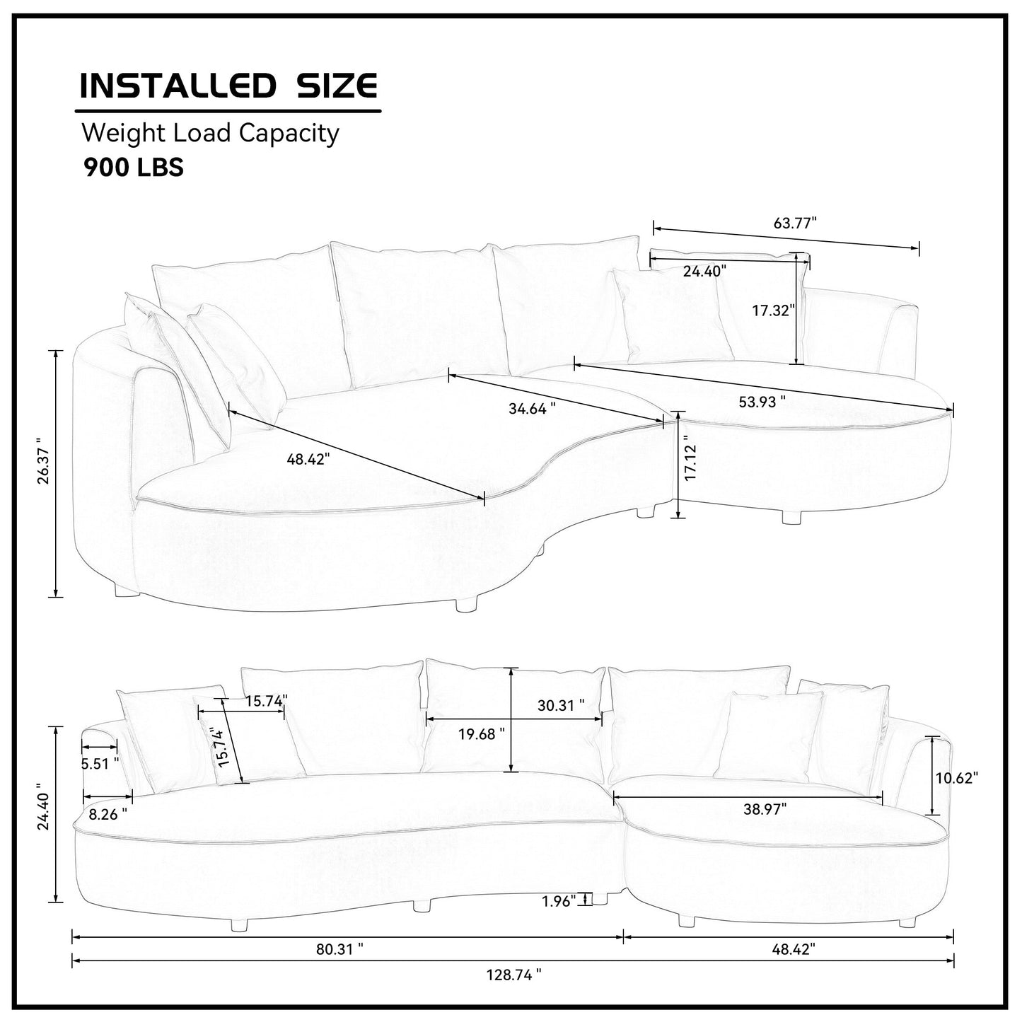 1NEW 28.74 Inch Modern Sectional Curved Sofa Couch for Living Room,Leathaire Upholstered 5-Seat Sofa Couch, Technology Cloth Couch Set for Apartment Office,Brown