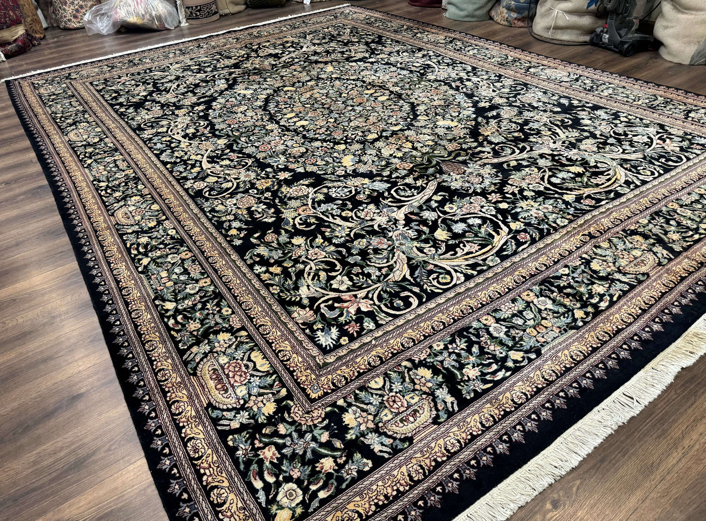USED Pak Persian Rug 10x14, Elegant Floral Carpet, Fine 225 KPSI