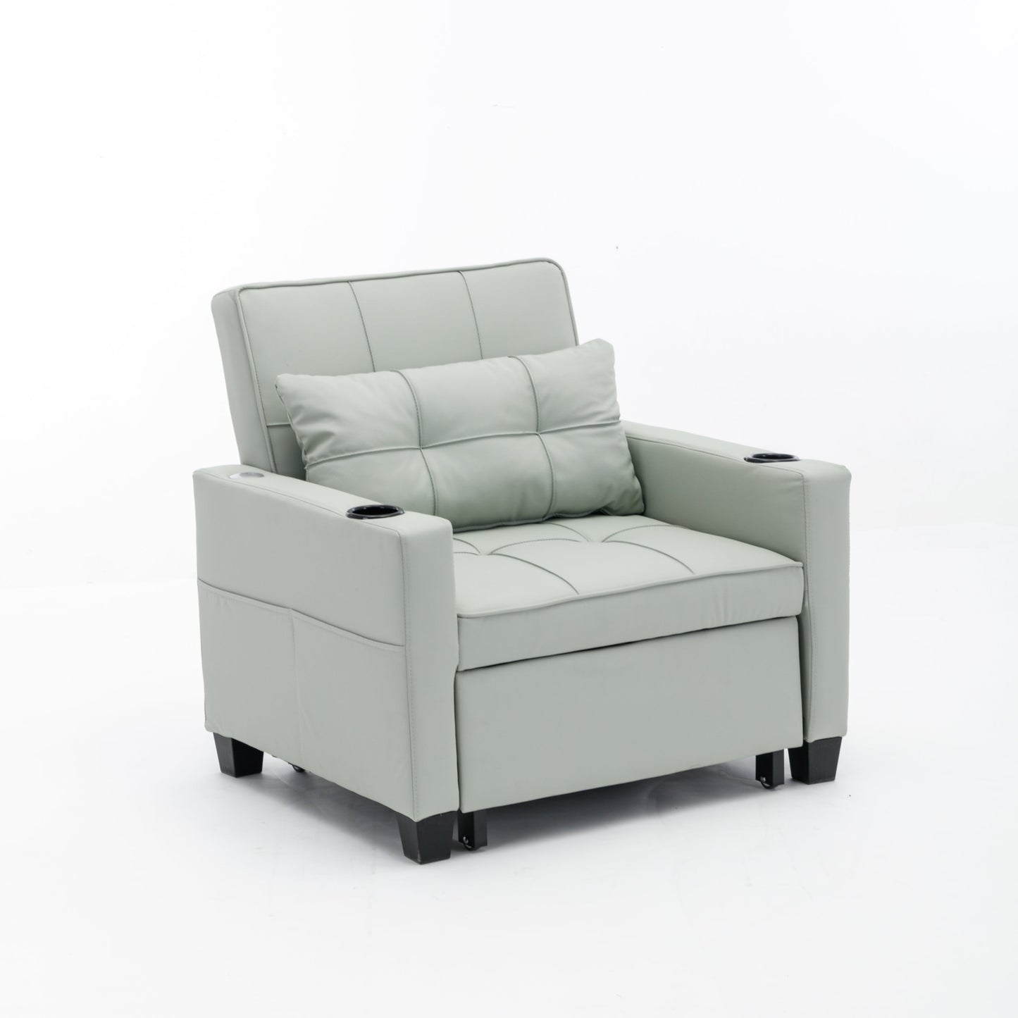 New Green Leather Futon 3-in-1 Pull Out Sleeper Chair