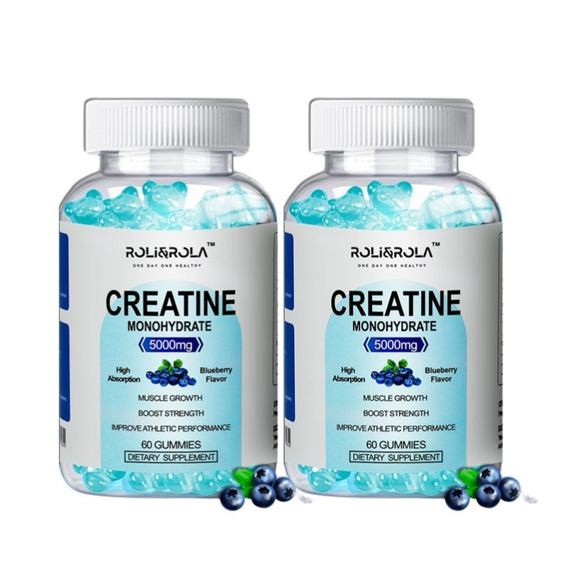 NEW High Strength Creatine Monohydrate Gummies, Blueberry Flavored Creatine Gummies Monohydrate - 60 Gummies X 2 Bottles