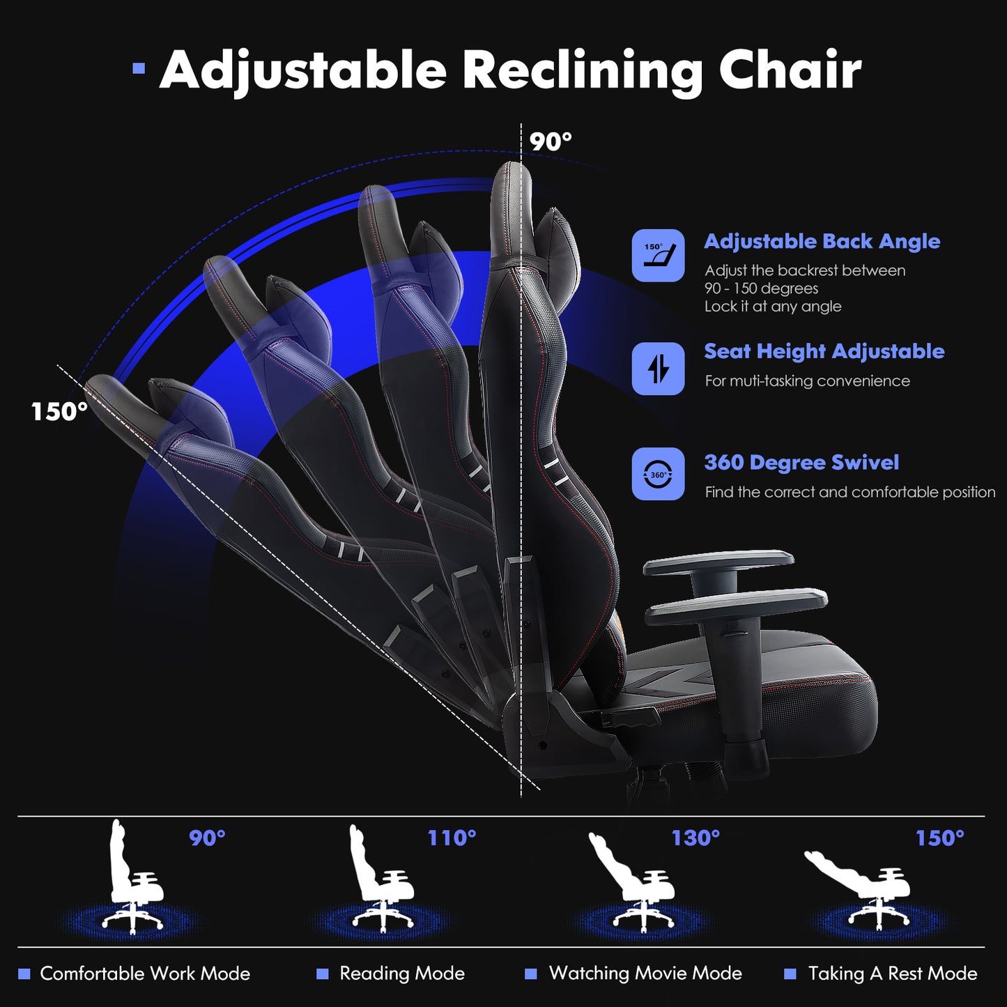 NEW Tall Gaming Chair 350lbs Racing Computer Gaming Chair