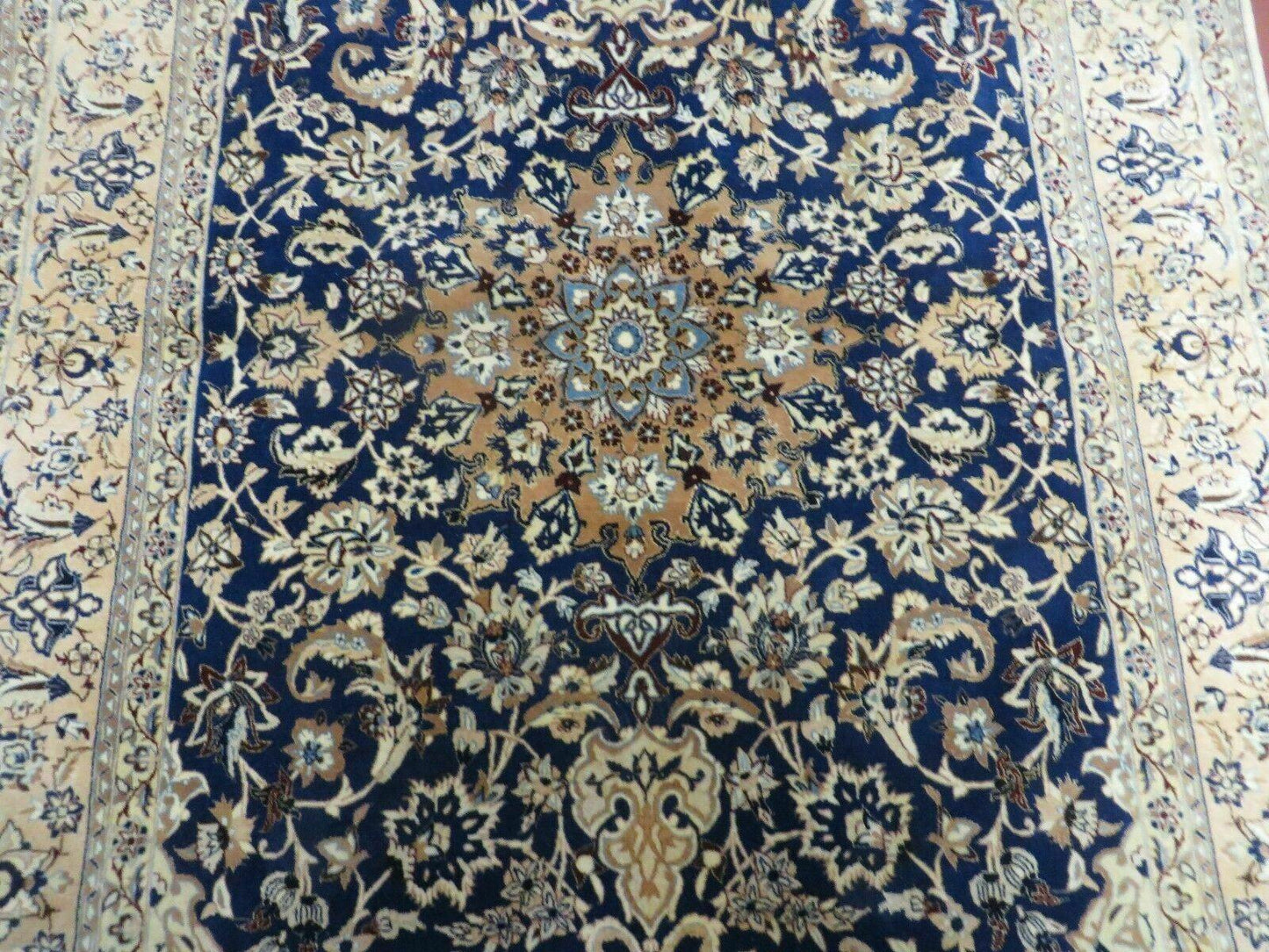 USED 4' X 6' Handmade Ultra Fine India Floral Oriental Wool Silk Rug Hand Knotted