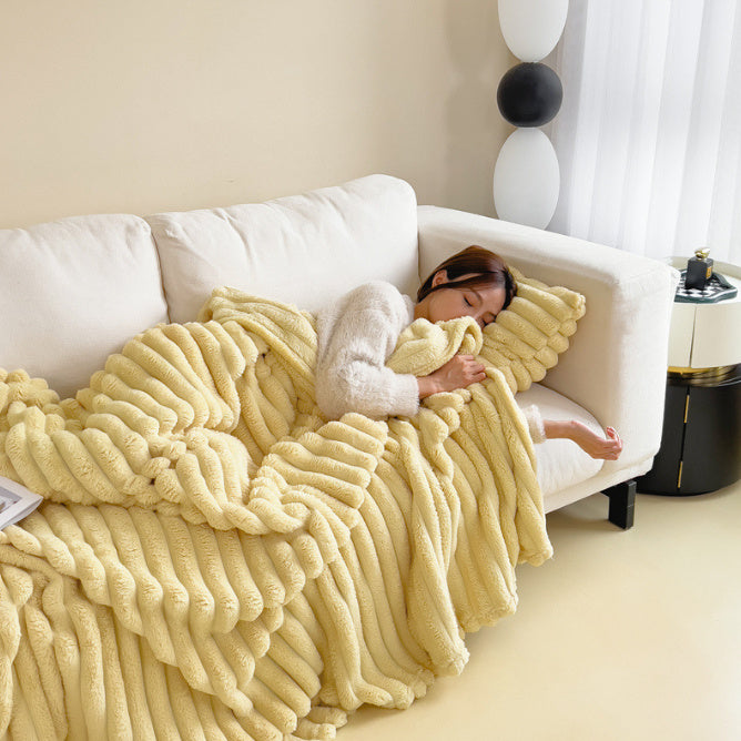 NEW Soft Wind Bubble Velvet Blanket Warm Solid Rabbit Fur Blankets Double-sided Thickening Cover Throw Warm Fur Blanket