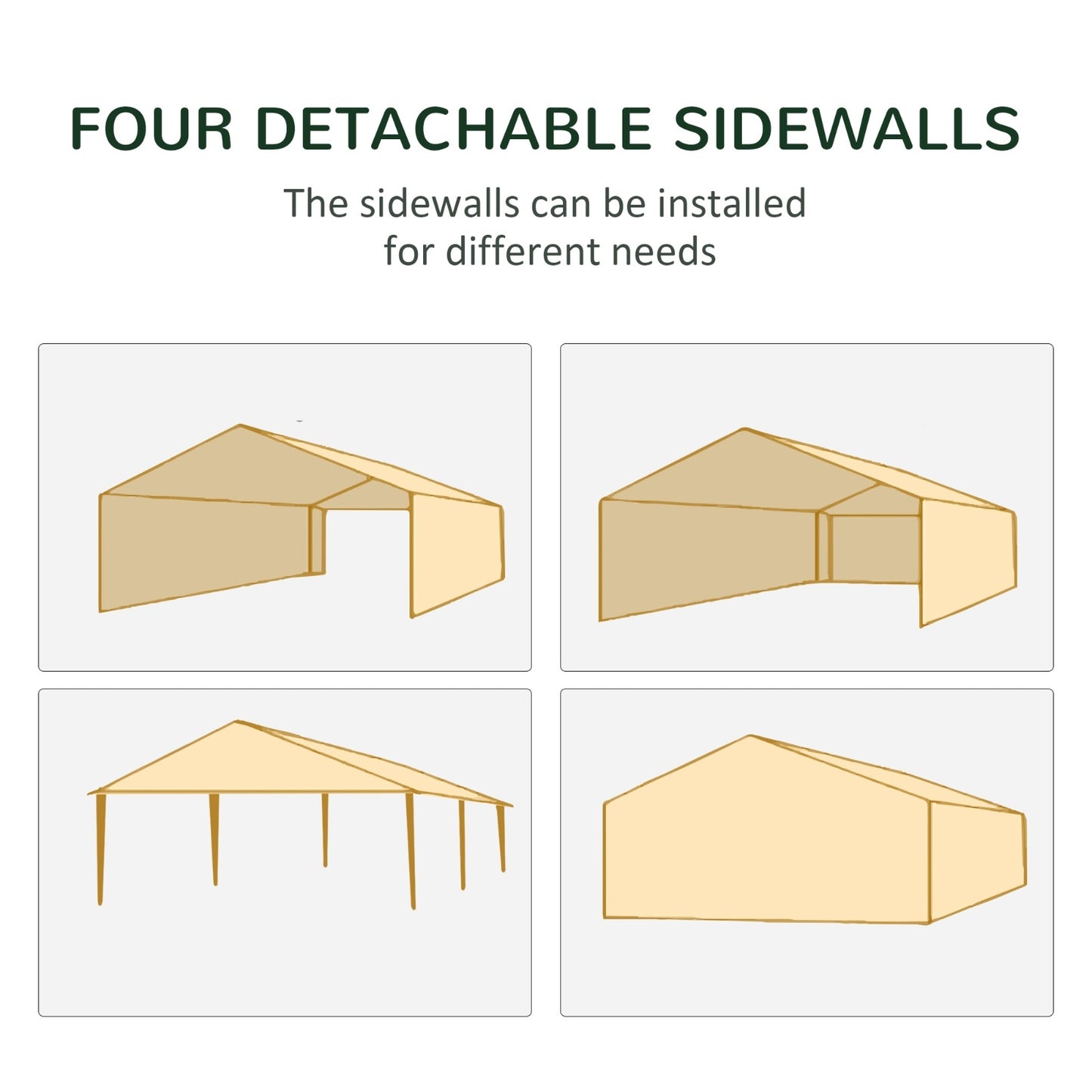 NEW Outsunny 10' X 20' Party Tent, Outdoor Wedding Canopy & Gazebo With 6 Removable Sidewalls, Shade She