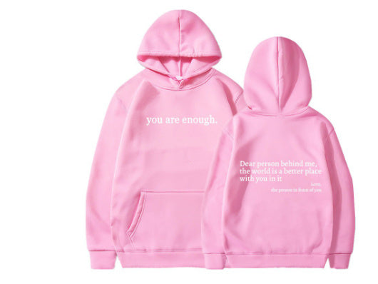 New Dear Person Behind Me,the World Is A Better Place,with You In It,love,the Person In Front Of You,Women's Plush Letter Printed Kangaroo Pocket Drawstring Printed Hoodie Unisex Trendy Hoodies