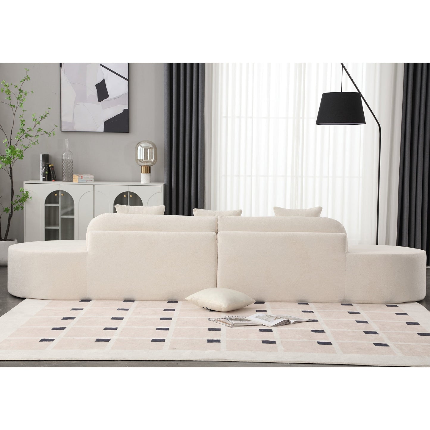 NEW Modern Living Room Curved Combination Terrycloth Fabric Sofa
