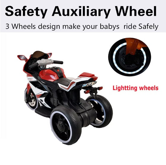 NEW Electric 3-4 yrs Boys Girls Kids Three Wheel Motorcycle With Foot Pedal Starter Riding Toy