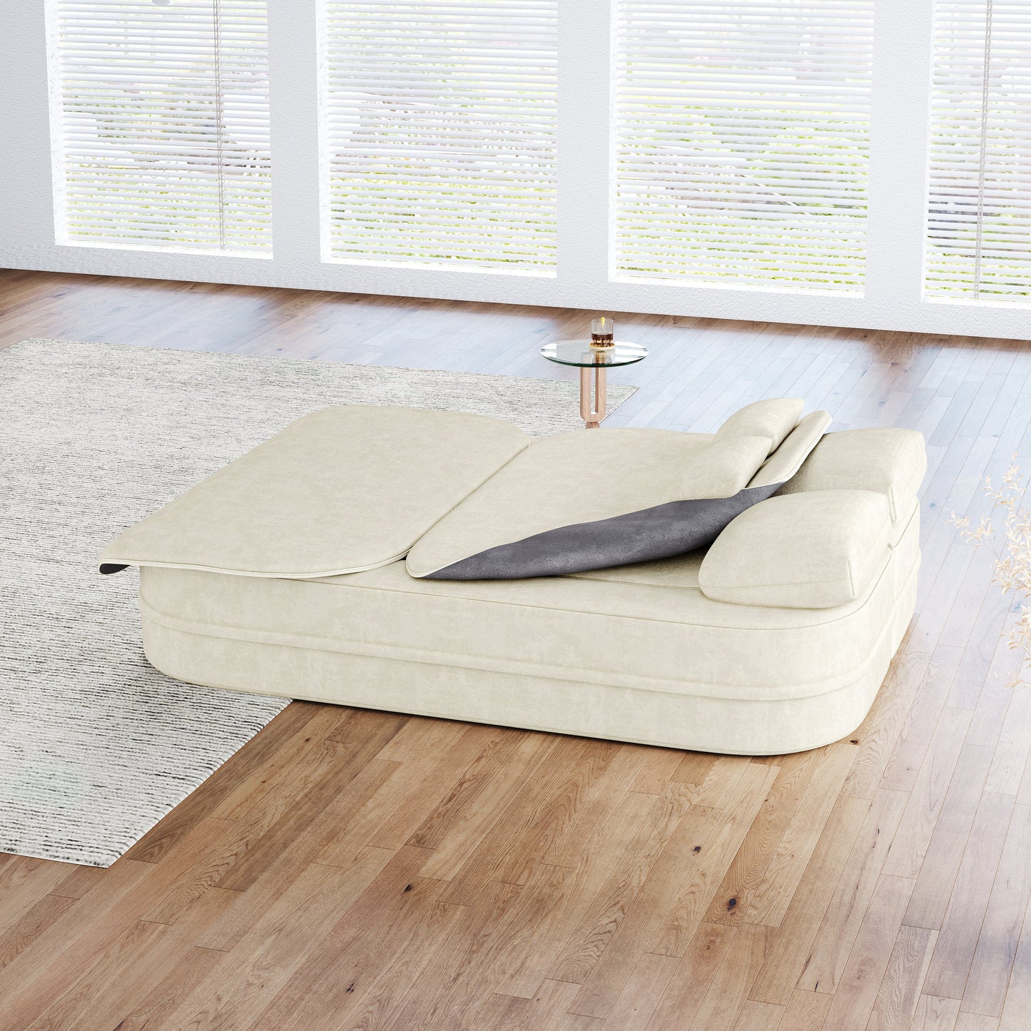 NEW 75'' Chenille 2-in-1 Foldable Sofa,Convertible Sleeper Foam Sofa Bed Folding Sofa Bed Lounge Couch with Multi Functional Blanket