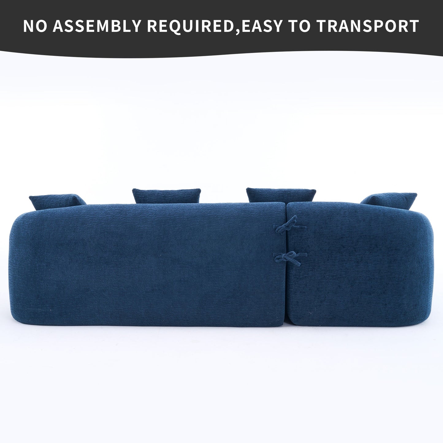 NEW Full Compression Sponge Navy Blue Modular Chenille L-Shape Sectional Sofa with High-Density Foam