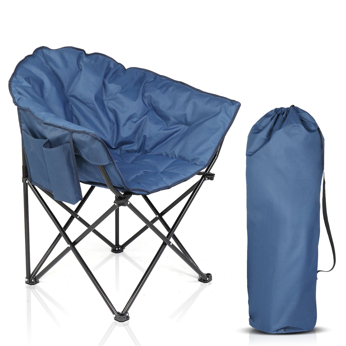 NEW Blue Folding 300lb Steel Frame Portable Camping Moon Chair