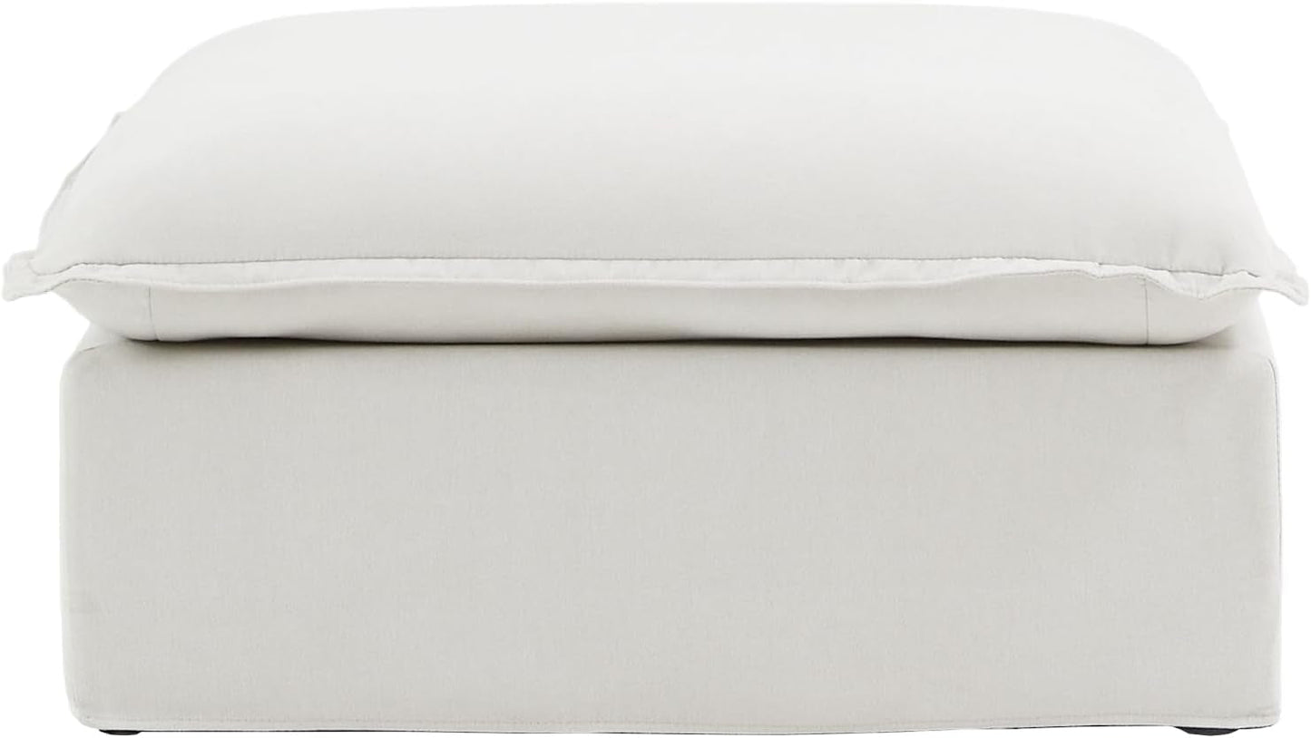 NEW White Hemp Velvet Ottoman Footstool Removable Covers