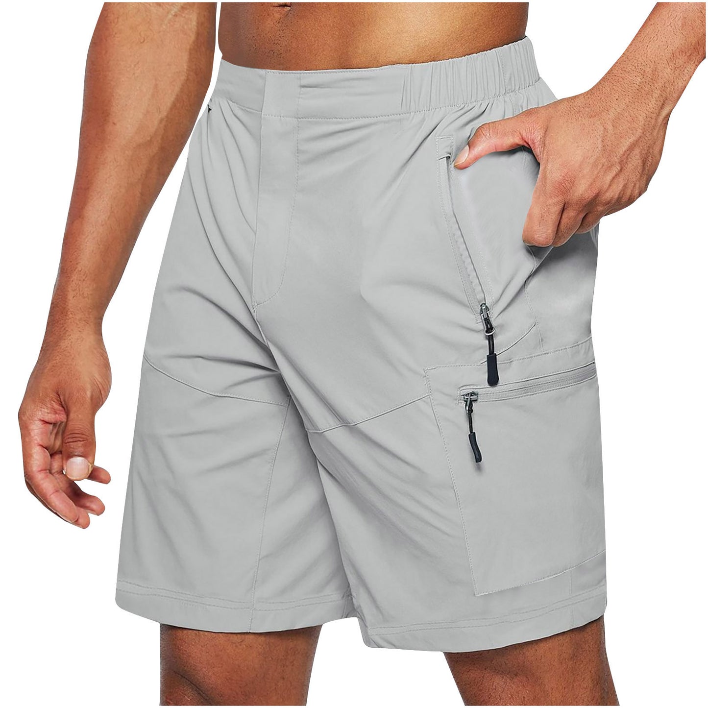 NEW Men's Casual Elastic Waist Strap Summer Shorts Casual Fit Fashion Outdoor Long Shorts For Men Knee-Length Straight Leg Pants Shorts