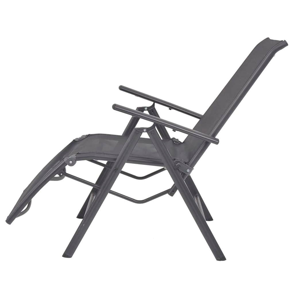 NEW vidaXL Reclining Deck Chair Aluminium Black Patio Porch Chair