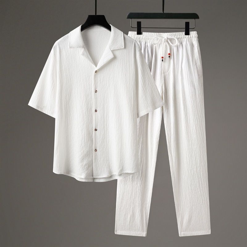 New Casual Men's Sports High-end Half Sleeve Chinese Style Two-piece Set