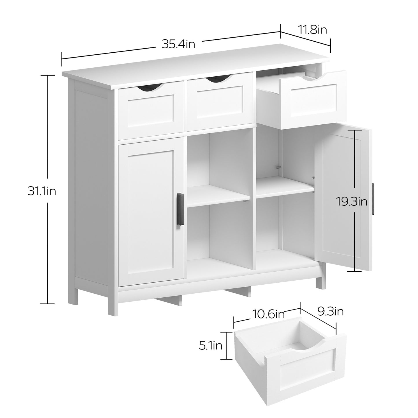 NEW Cabinets With Drawers And Shelves, Living Room, Bedroom, Bathroom Decor Cabinets Furniture Home Decor - White
