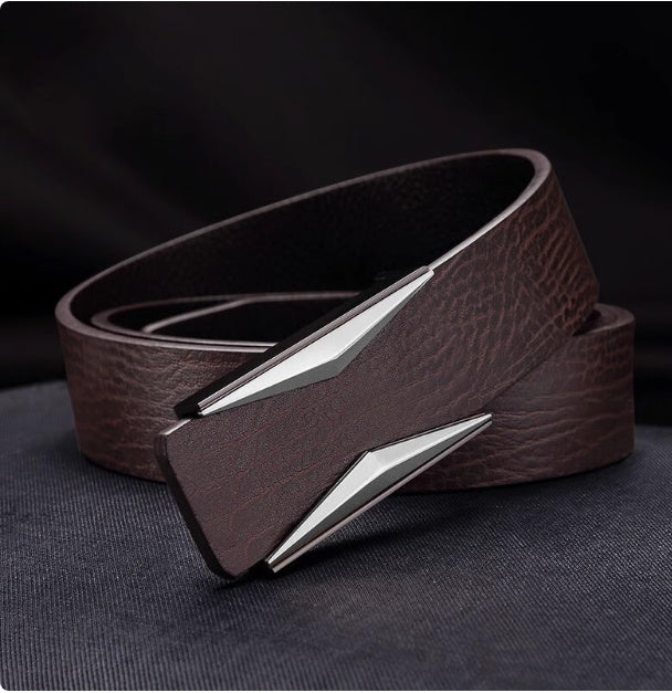 NEW Simple And Elegant Belt Men's Middle-aged Korean Style Smooth Buckle