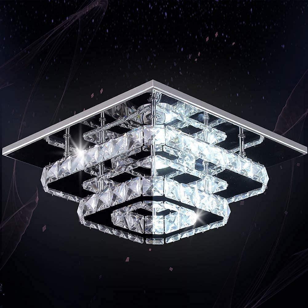 NEW Crystal Square LED Ceiling Light Two Layer Flush Mount