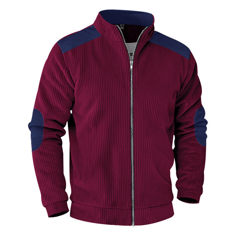New Retro Stand Collar Zipper Cardigan Casual Jacket For Men