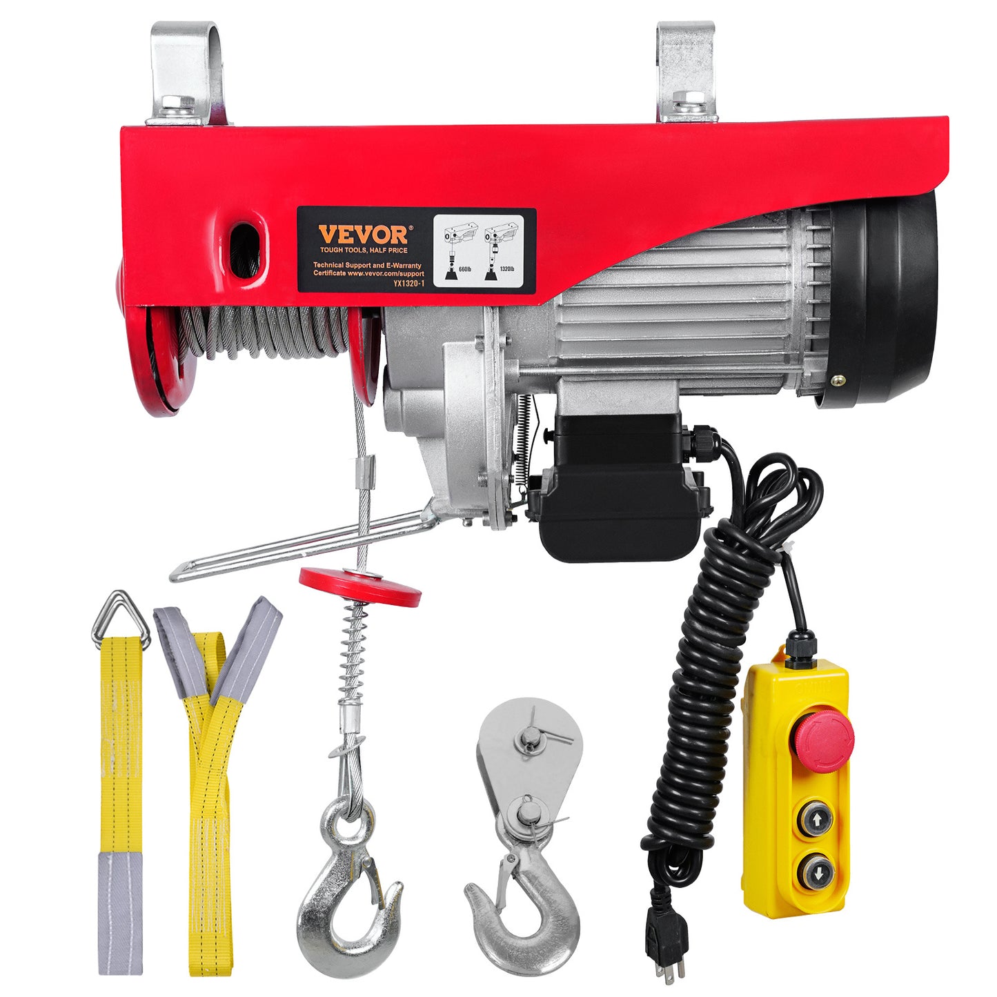 NEW VEVOR Electric Hoist 1320 Lbs Lifting Capacity 1150W 110V Electric Steel Wire Winch With 14ft Wired Remote Control