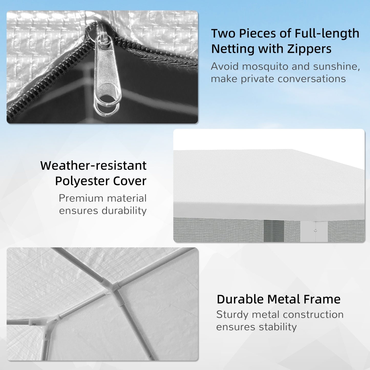 NEW Outsunny 10' X 28' Party Tent Canopy, Outdoor Event Shelter Gazebo With 8 Removable Mesh Sidewalls,