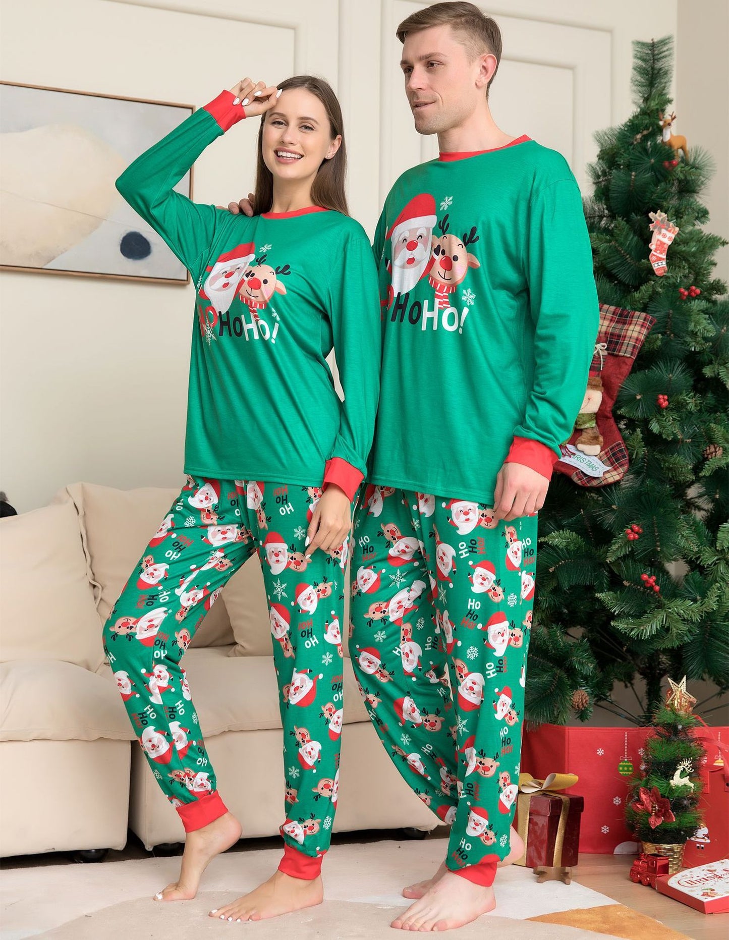 NEW Christmas Pajamas For Family Matching Family Christmas PJs Sets Santa Claus Printed Top Sleepwear