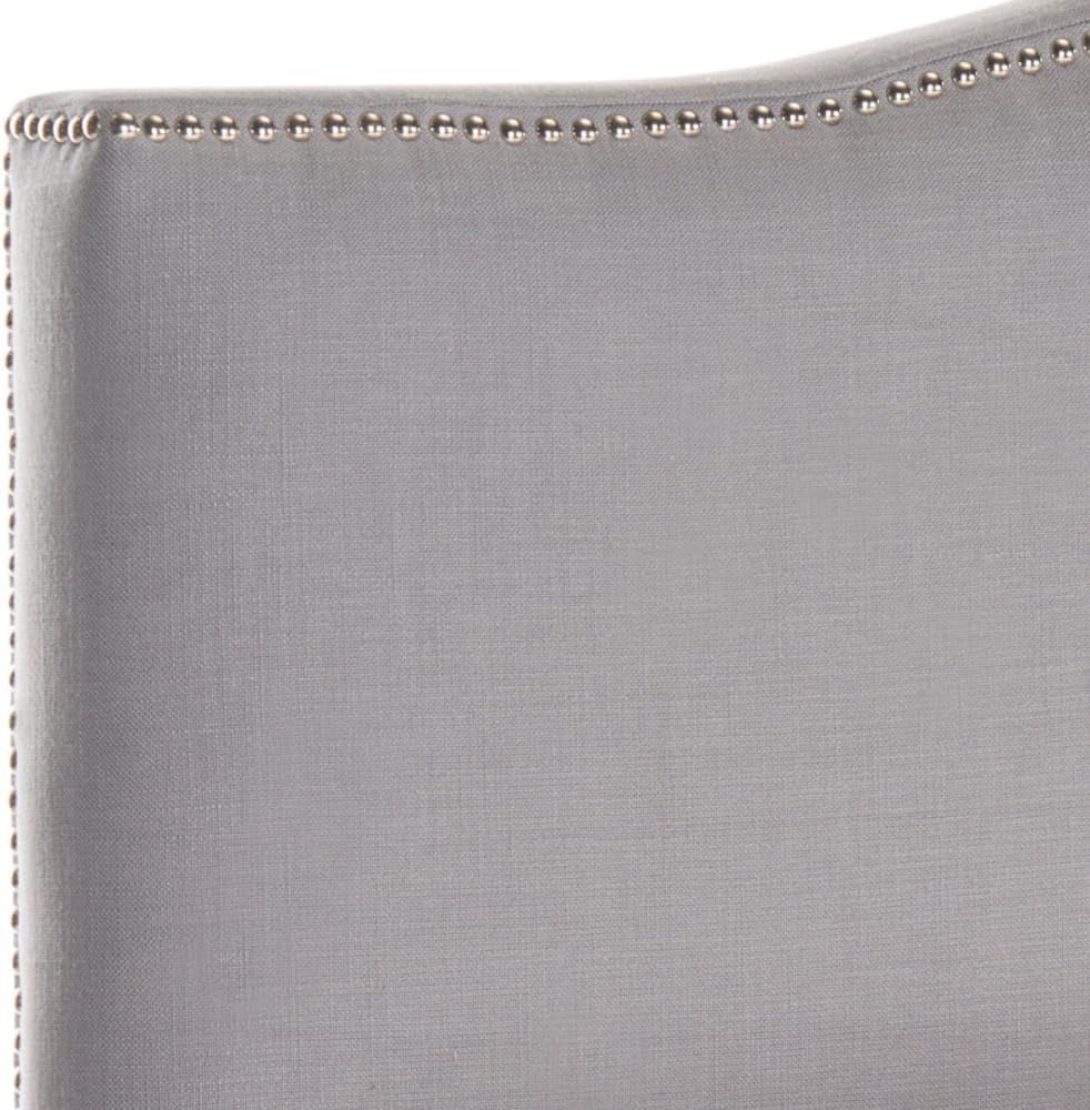NEW Contemporary Arctic Grey Upholstered Headboard with Silver Nailhead