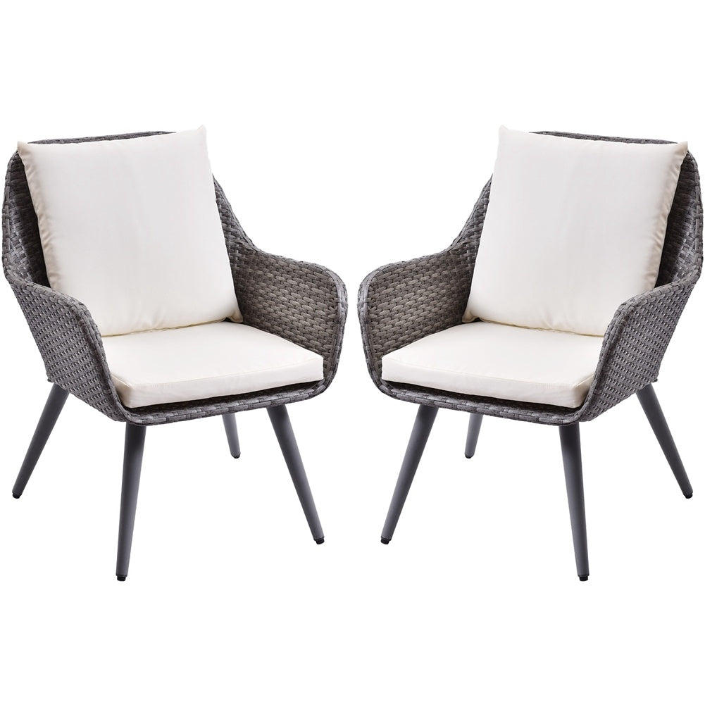 NEW Outdoor Wicker Dining Chair Rattan Accent Chair with Beige Cushion Patio Garden Furniture