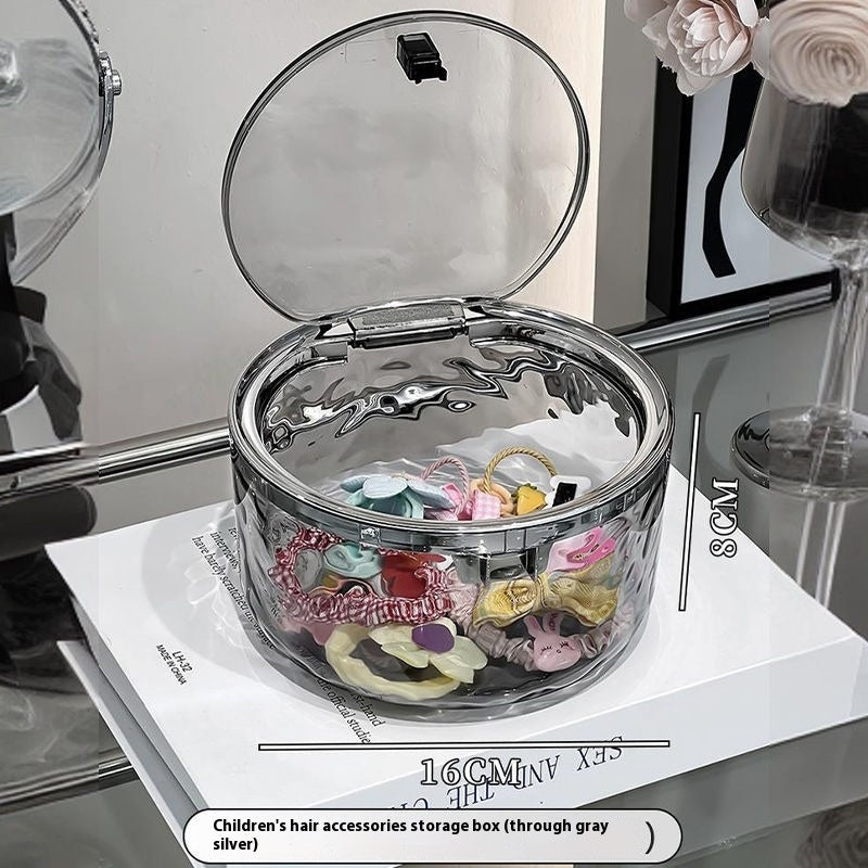 NEW Children's Water Ripple Finishing Box Desktop Hairpin For Girls Rubber Band Transparent Storage