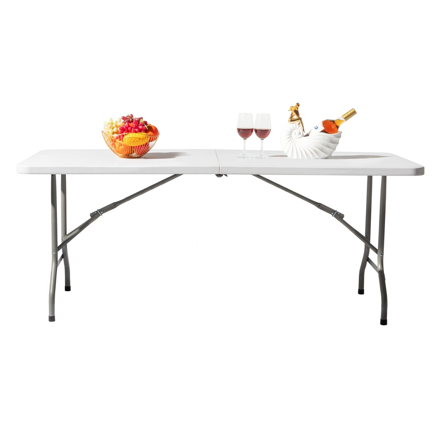 NEW 6’ Indoor Outdoor White Lightweight Plastic Folding Rectangular Table
