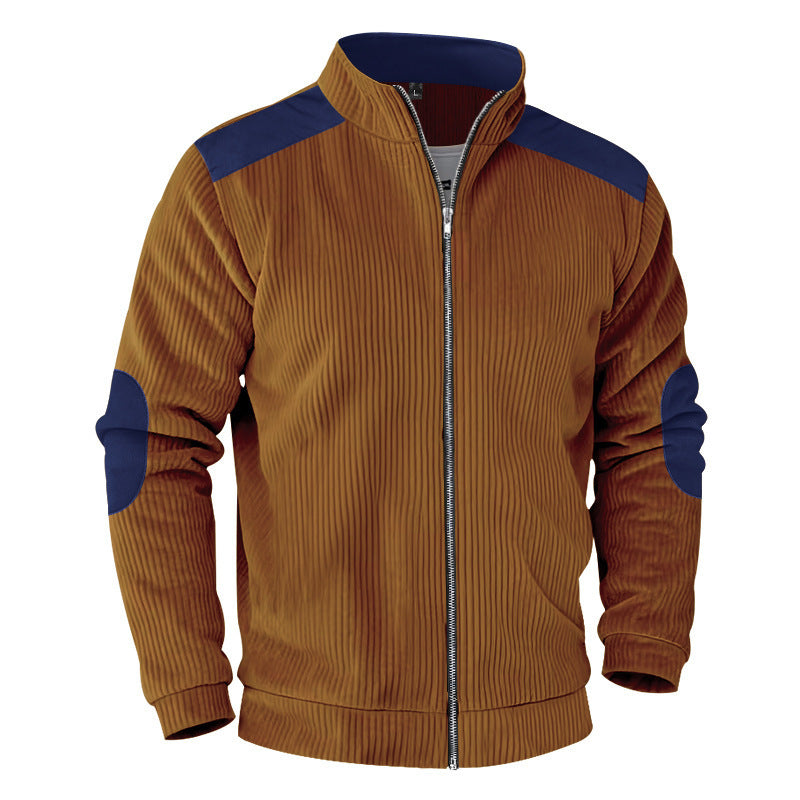New Retro Stand Collar Zipper Cardigan Casual Jacket For Men