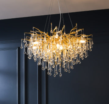 NEW Postmodern Light Fixture Luxury Chandelier Water Drop Crystal Lamp Atmosphere