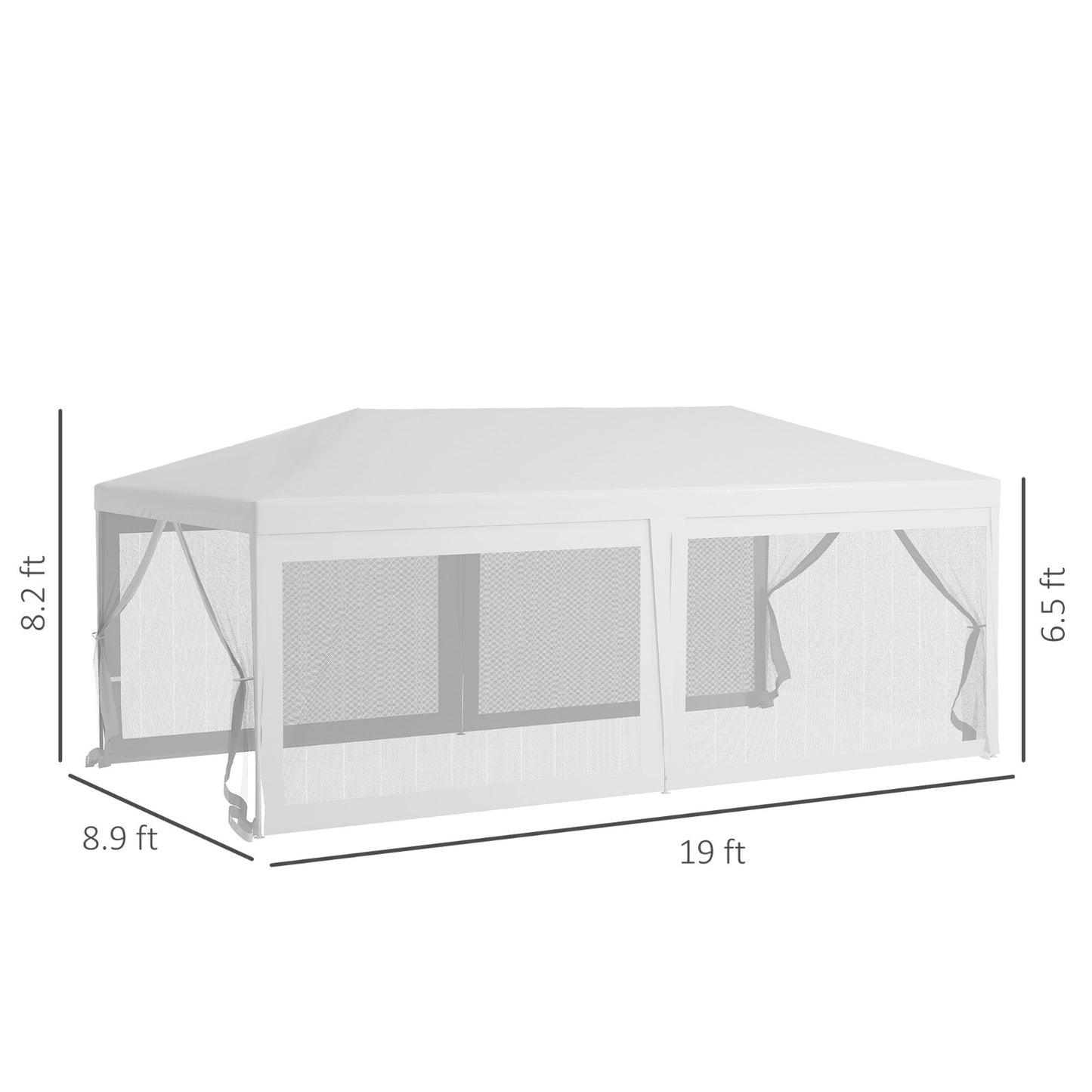 NEW Outsunny 10' X 20' Party Tent, Outdoor Wedding Canopy & Gazebo With 6 Removable Sidewalls, Shade She