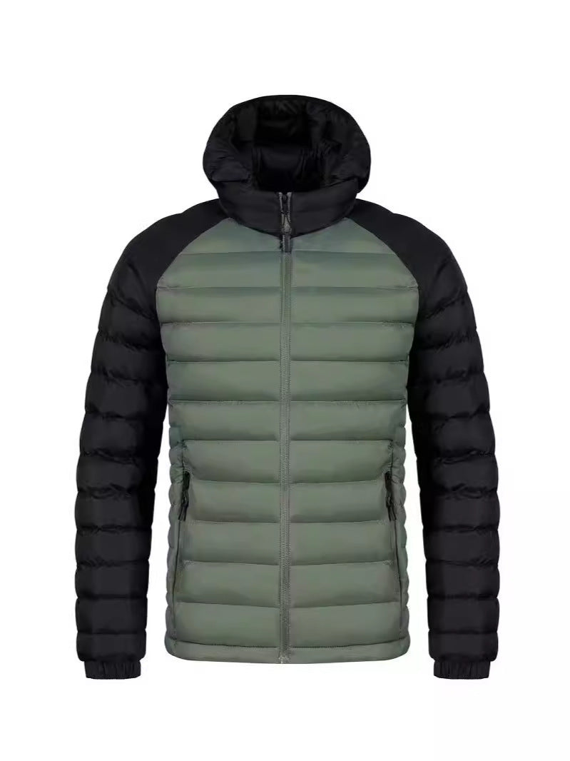 NEW Men's Fleece-lined Thick Hooded Rib Cotton-padded Jacket