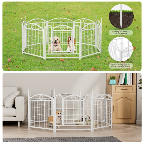 NEW Indoor Outdoor 24in 8 Panel White Metal Pet Dog Playpen Cage