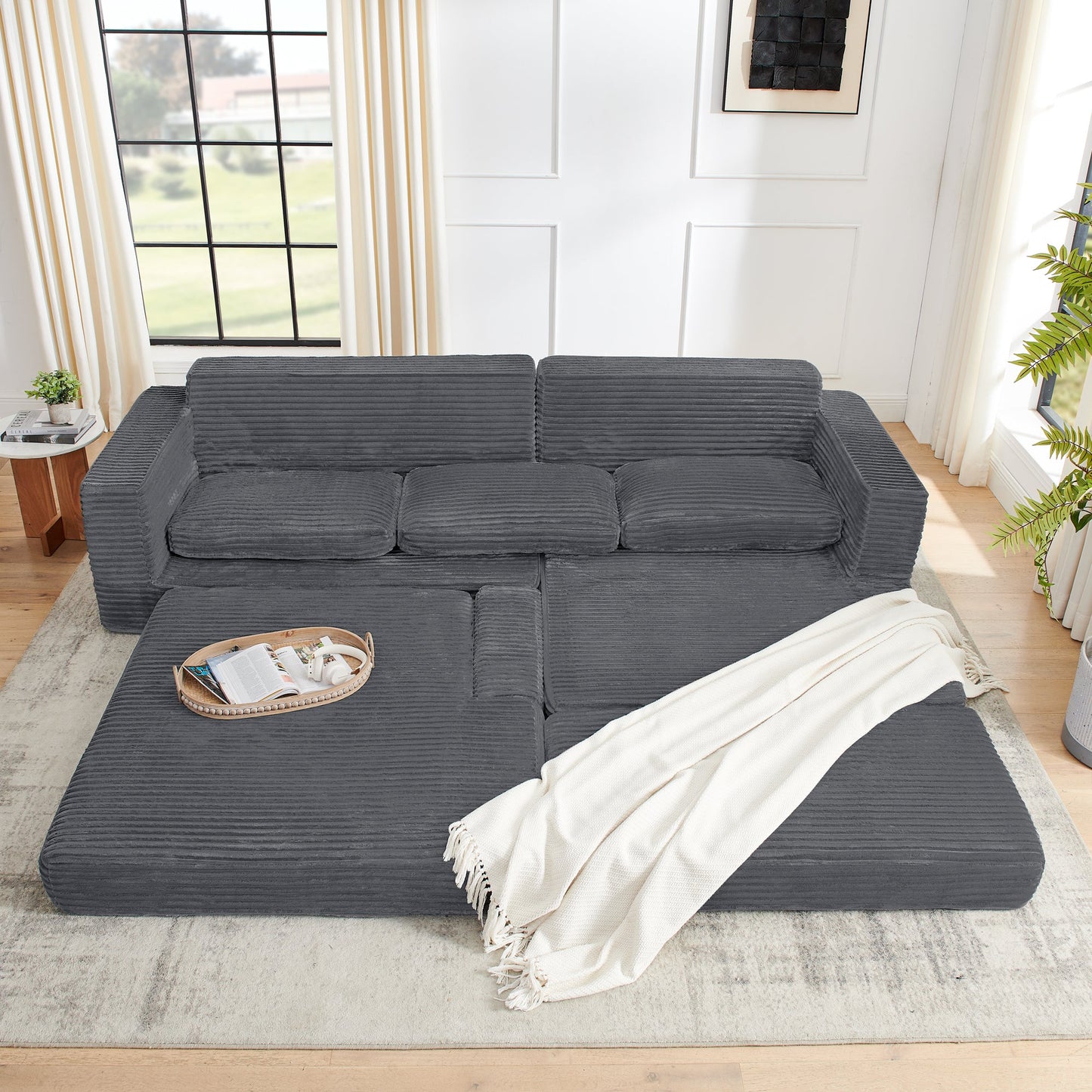 NEW Modern Minimalist L-Shape Modular Sectional Sofa